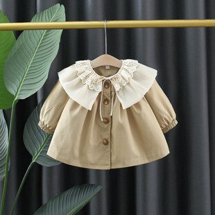 宝宝风衣外套春秋款童装娃娃领儿童一岁女宝秋装小童婴儿洋气秋季