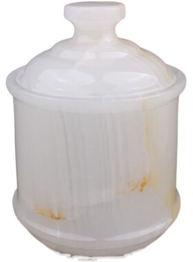 天然玉石茶叶罐储物罐中式家居装饰白玉罐子青玉大茶杯带盖玉酒杯