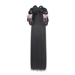 儿童汉服头饰假发女童一体式发箍古装明制发型古风盘发发髻垫发包