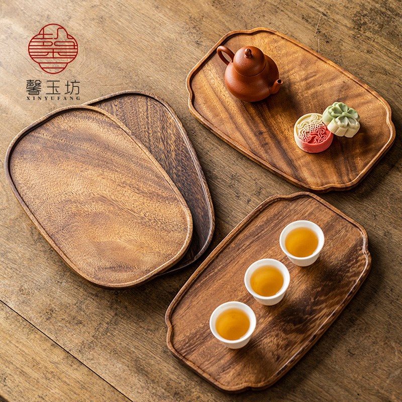 胡桃木干泡茶盘实木壶承一壶两杯茶托盘中式糕点茶点盘木头收纳盘