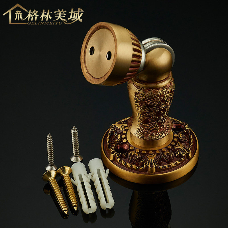 格林美域金色 欧式精致黄铜门吸 地装墙装强磁地吸门碰门挡 门阻