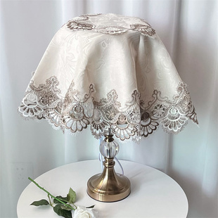 家用台灯罩防尘小盖巾卧室遮台灯布圆形床头灯盖帘客厅落地灯灯罩