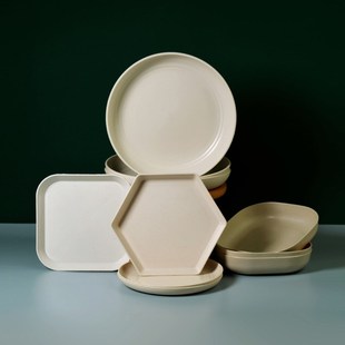 麦秸秆盘子碟子餐具一次性盘子骨碟凉菜碟加厚大盘子菜盘可微波炉