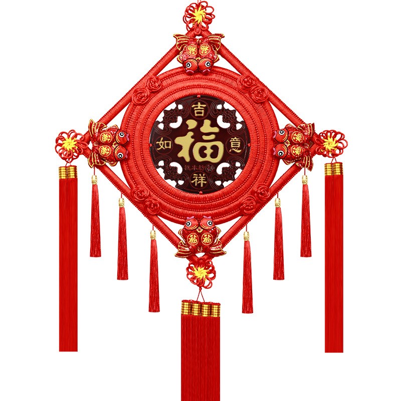 中国结挂件客厅中式挂饰乔迁玄关背景墙对联福字新房门上装饰玄关
