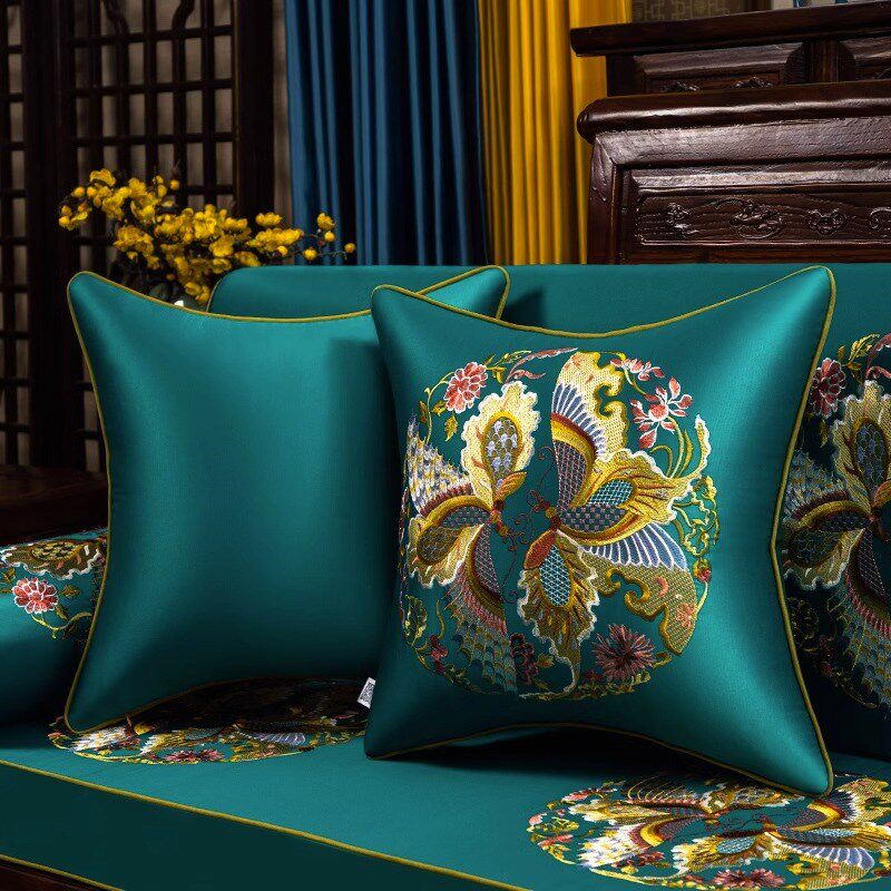 新中式抱枕靠垫套沙发靠背垫腰枕办公室护腰古典大号床头靠枕含芯