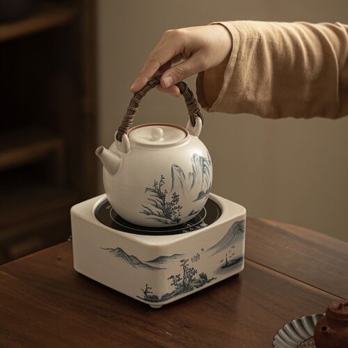 围炉煮茶烤茶工具中式苏打釉电陶炉室内家用茶壶煮茶器煮茶炉套装