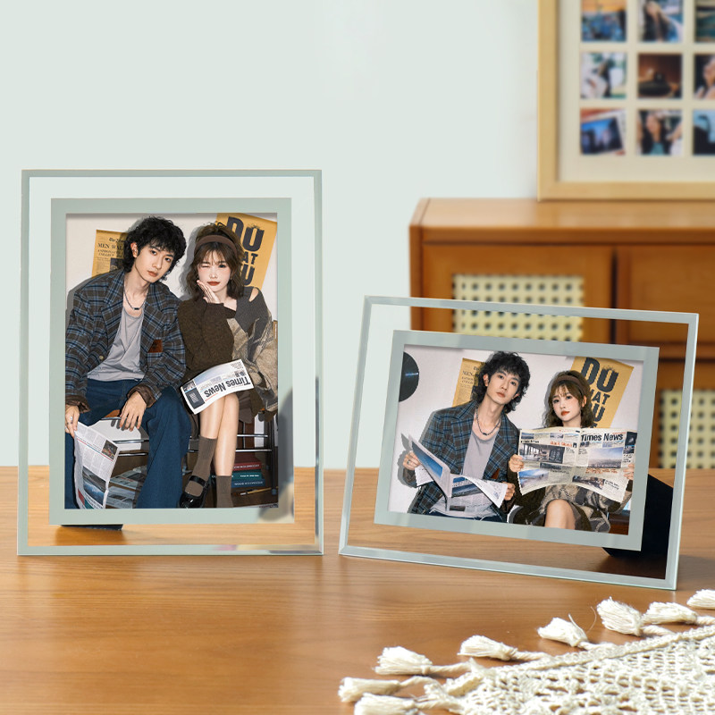 水晶玻璃相框摆台透明洗照片做成相册空框加打印6寸7寸8寸高级感,家居饰品,相框/画框,淘宝优惠券,粉丝福利购,淘宝优惠卷