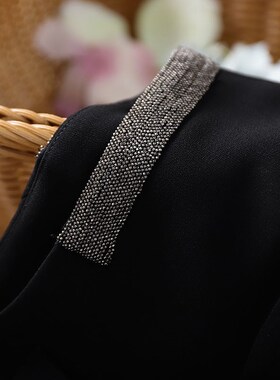 时髦休闲 黑色百搭舒适珠链修身背心马甲春秋WT292704AG