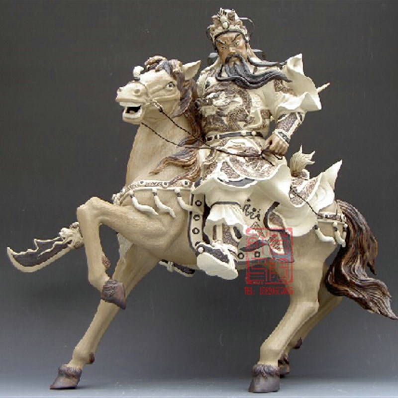 陶瓷工艺品 石湾公仔 千里走单骑 关公