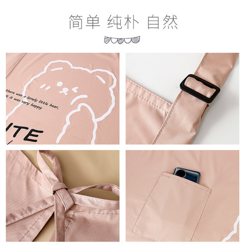 新款围裙女家用厨房防水防油可爱做饭时尚大人围腰工作服定制印字