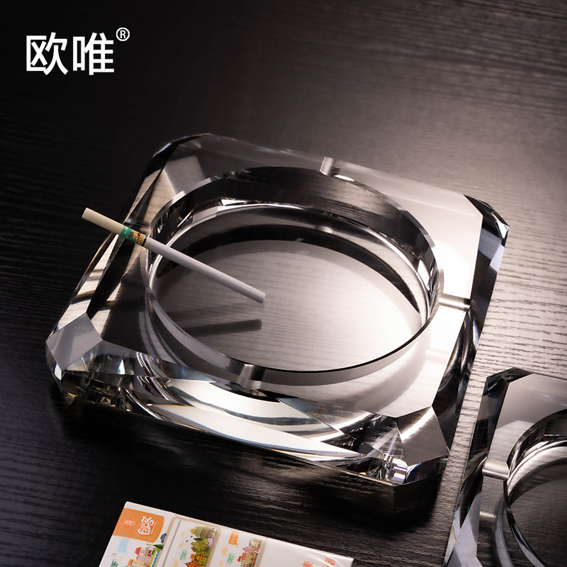 欧式水晶玻璃烟灰缸纯手工切割烟缸客厅办公室酒吧烟灰缸定制LOGO