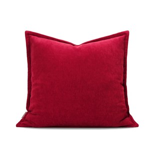 为你写诗侘寂酒红色雪尼尔抱枕法式沙发靠枕售楼处靠包样板间