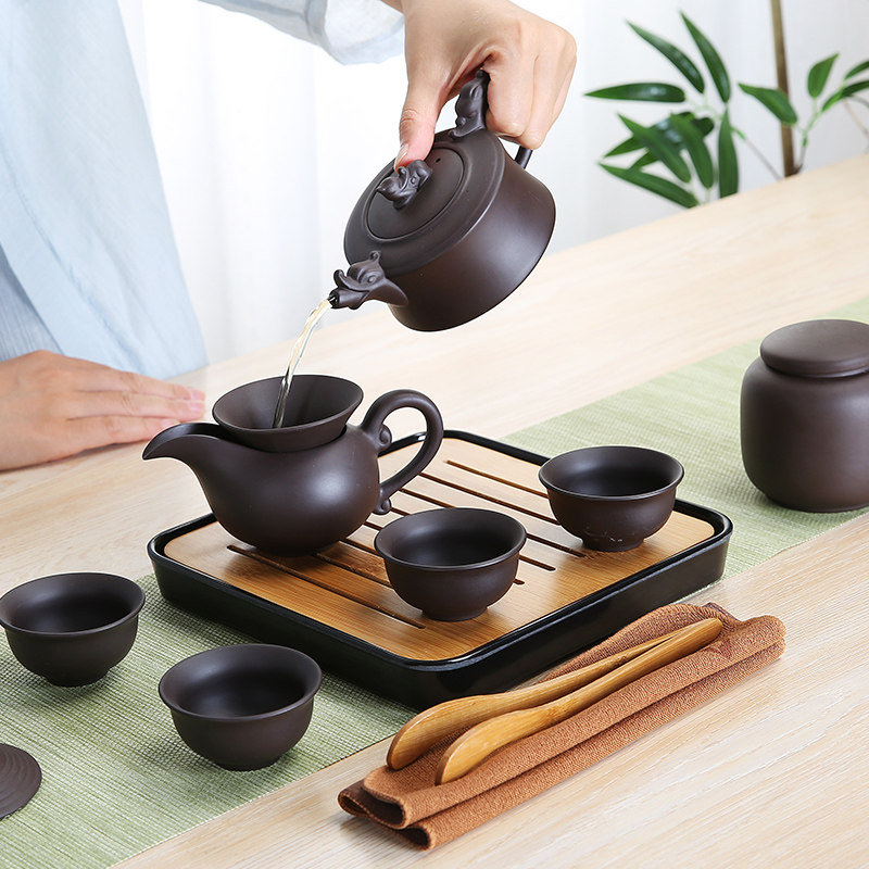 龙浔紫砂旅行茶具套装便携包家用简约小日式茶杯功夫茶具干泡茶盘