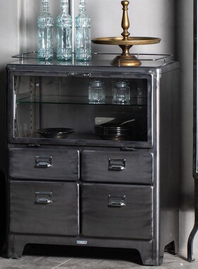 dulton餐边柜金属储物柜收纳柜斗柜玻璃柜工业风餐厅玄关柜子