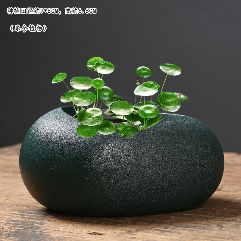 绿萝铜钱草碗莲路宝无孔大器皿水培陶瓷花瓶花盆客厅创意桌面摆件