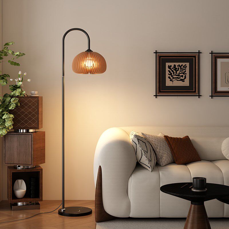 法式中古风南瓜落地灯客厅沙发角卧室极简轻奢高级感复古立式台灯