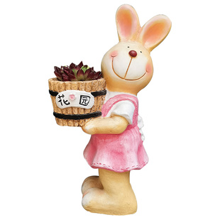 兔子花盆动物多肉大号创意阳台装饰户外庭院花园可爱卡通造型摆件