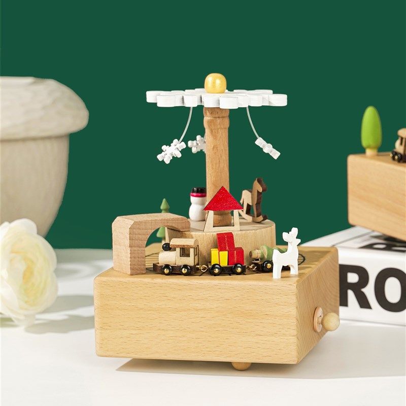 天空之城木质圣诞树下雪音乐盒八音盒旋转小火车圣诞节礼物送儿童,家居饰品,音乐盒,淘宝优惠券,粉丝福利购,淘宝优惠卷