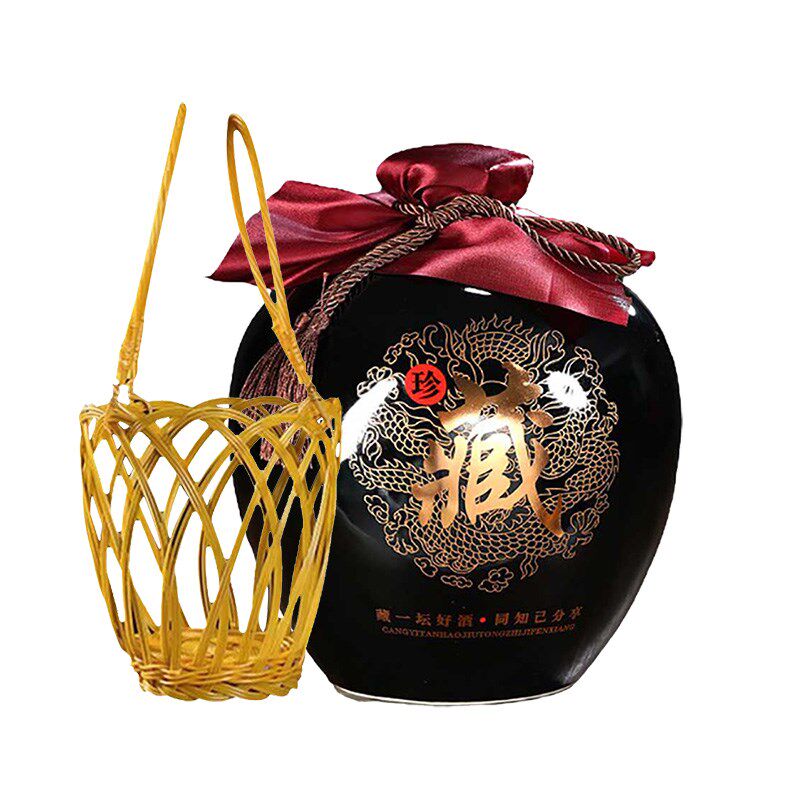 景德镇陶瓷空酒瓶酒坛子5斤10斤配手提篮仿古密封酒壶窖藏存酒器