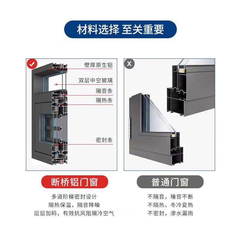 杭州宁波嘉兴别墅断桥铝合金隔音门窗封阳台露台夹胶钢化玻璃