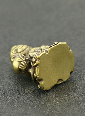 仿古实心纯黄铜猴抱桃小摆件猴子灵猴献桃祝寿猴桃瑞寿古玩手把件