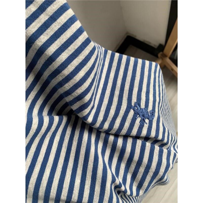 给夏天一点中古蓝瞧瞧!!人在裙中晃 针织条纹polo领T恤连衣裙