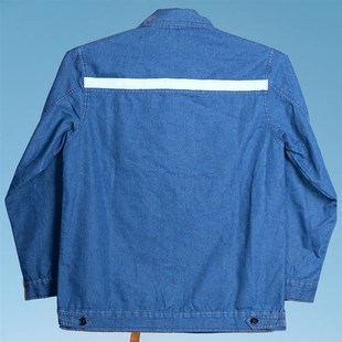 夏季薄款牛仔工作服套装男反光条电工工地建筑劳务南方电网劳保服