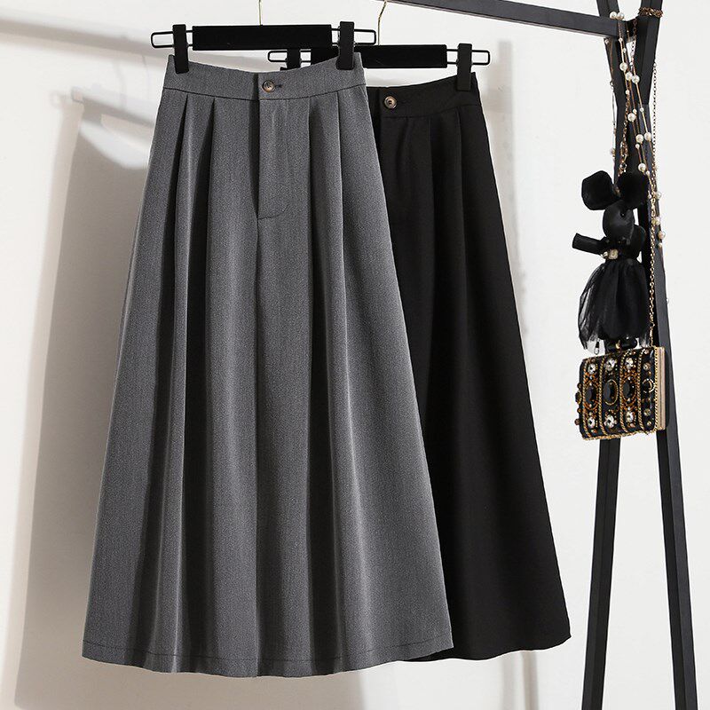灰色西装裙半身裙女夏季2023新款小个子高级感高腰显瘦A字中长裙