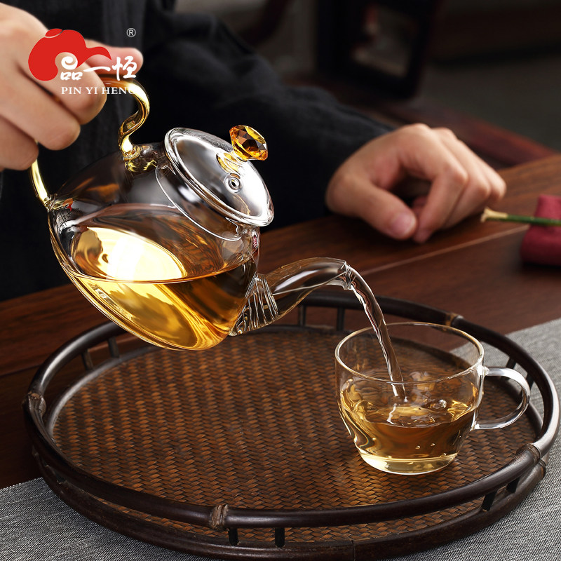 品一恒小玻璃煮茶泡茶壶泡陈皮专用茶壶耐高温加厚小号花茶壶耐热