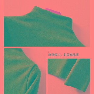 打底衫 洋气百搭加厚上衣 女秋冬德绒半高领磨毛t恤内搭双面绒大码