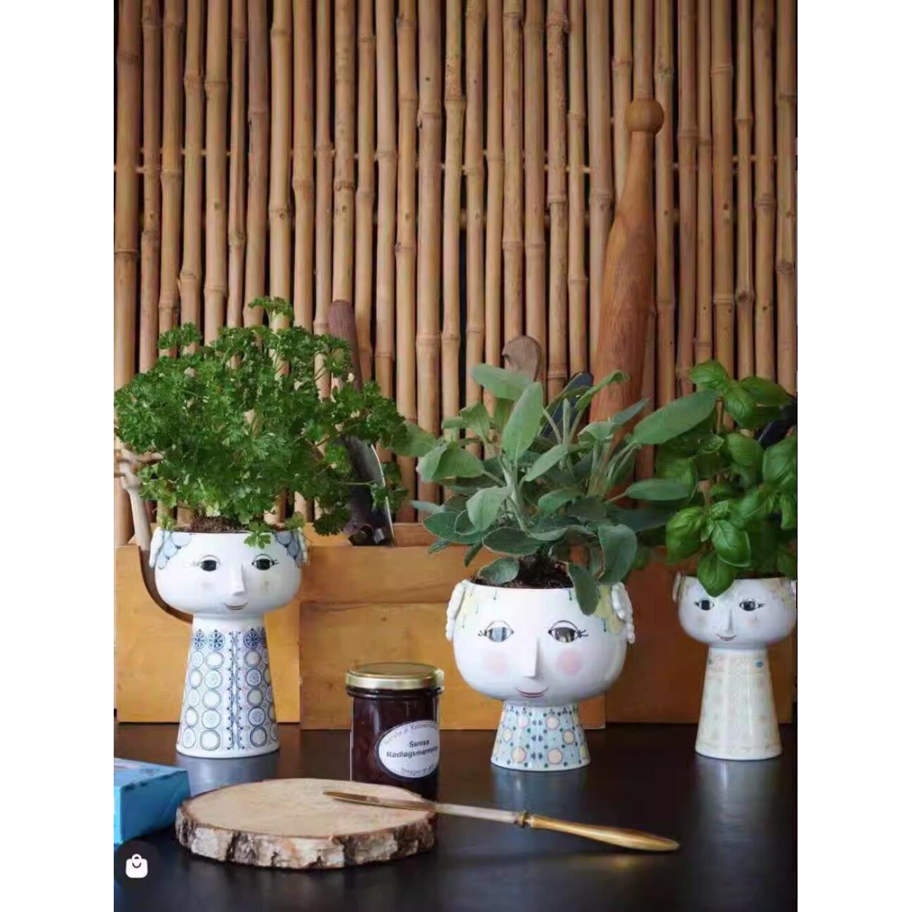 出口欧洲陶瓷Bw精灵花瓶饰品伊娃花盆/斯堪的纳维亚风格装饰花盆