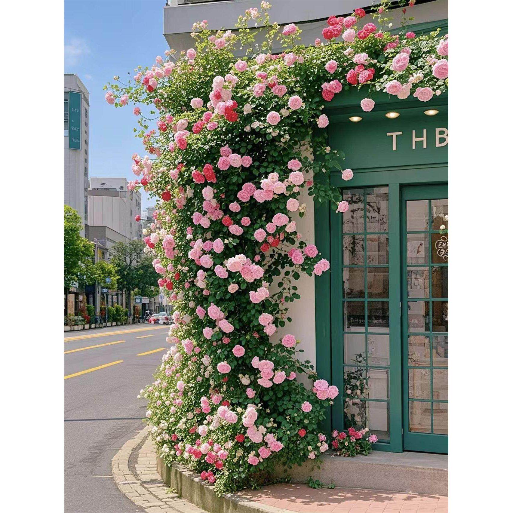 彷真玫瑰花网红打卡花墙瀑布墙壁假花管道装饰花藤条遮挡门头花墙