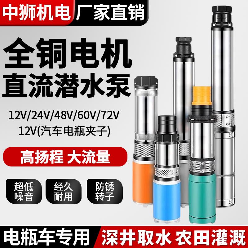 电动车潜水泵12V24V48V60V72V大功率高扬程大流量农用灌溉潜水泵