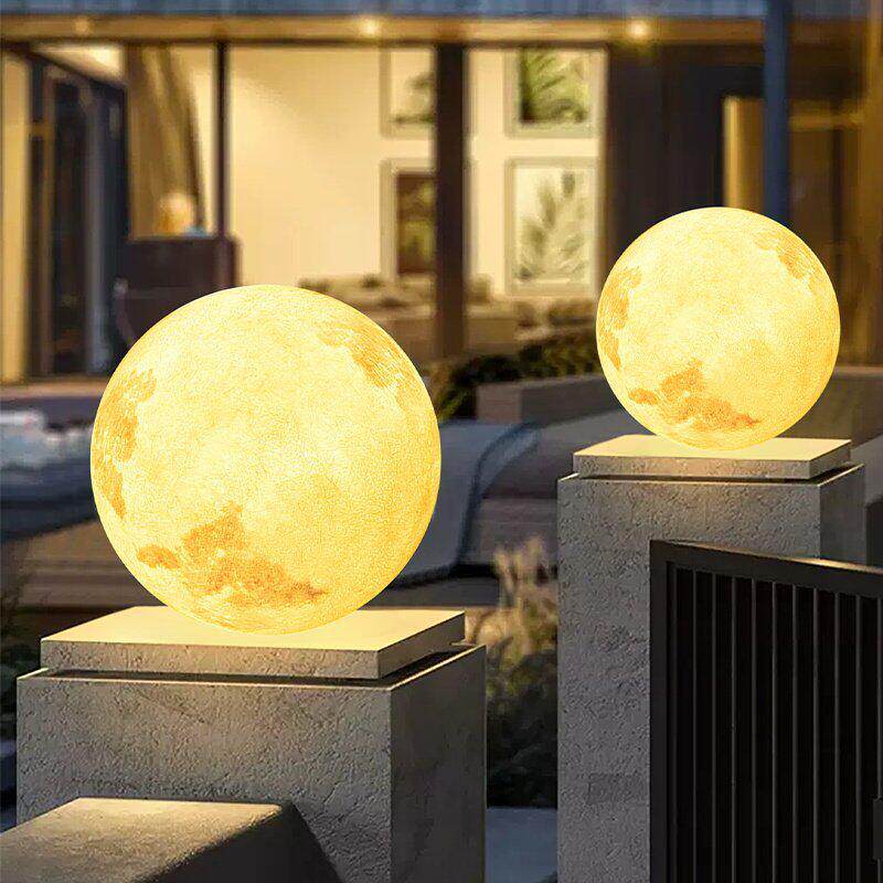 3d户外防水月亮灯陨坑月球灯落地超大发光圆球太阳能庭院星球灯
