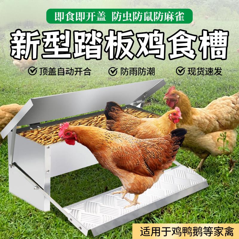 牧多多不锈钢踏板式鸡用喂食器 自动养鸡养鸭喂食设备