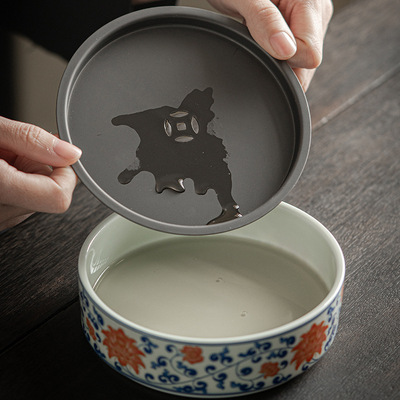日式仿古釉陶瓷茶承建水