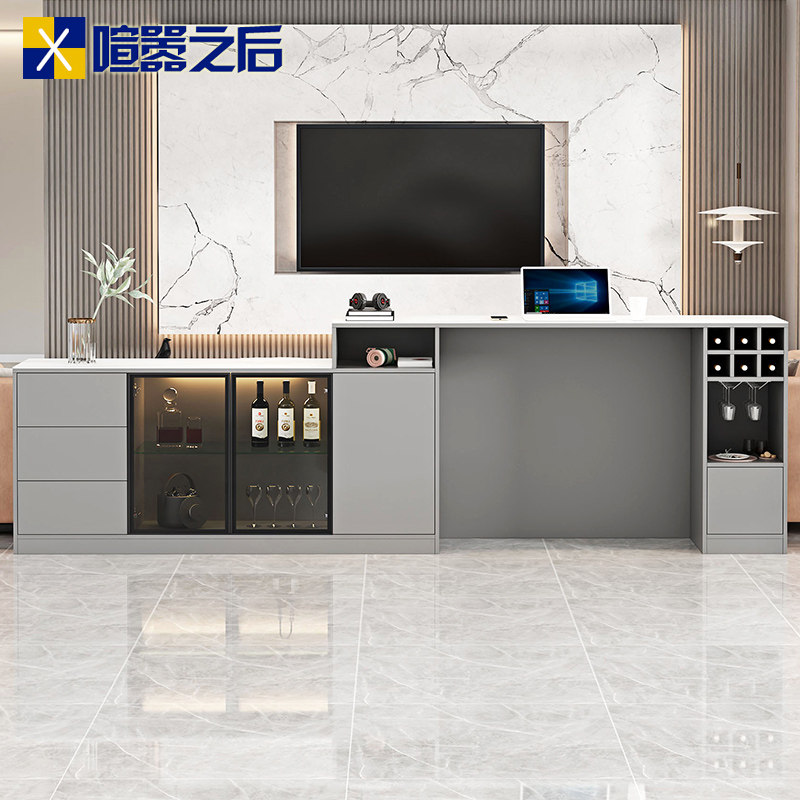客厅沙发后双面岩板吧台柜隔断柜一体厨房餐边柜酒柜储物柜8G176