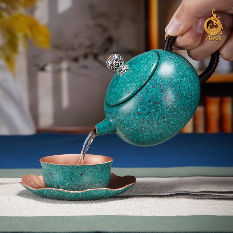 紫铜茶壶《碧波斑斓茶礼套装》家用烧水壶茶室茶壶送礼套装