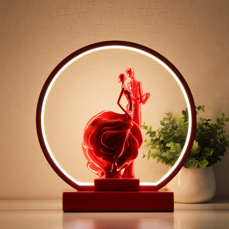 结婚台灯简约红色陪嫁一对喜庆温馨婚房遥控可调节亮度卧室床头灯