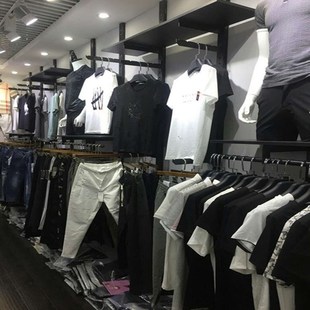 服装店货架展示架上墙钢板架立柱组合壁挂式中岛架男女挂衣架创意