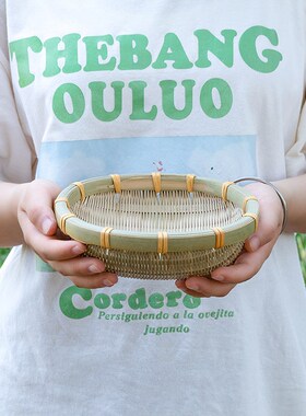 竹编簸箕猫窝圆形筲箕农家家用筐馒头筐箩筐收纳手工编织竹筐篮子
