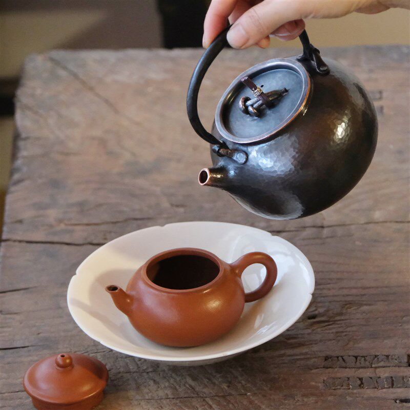 一张打蘑菇摘扭壶 纯手工紫铜复古烧水壶 户外煮茶泡茶壶功夫茶具