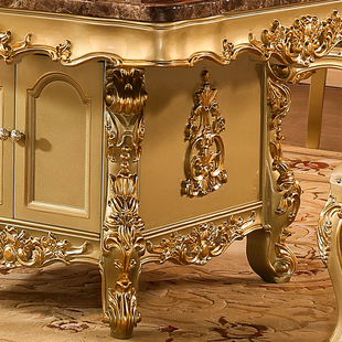 欧式储物方桌 美式别墅饭厅实木雕花家用正方形带抽屉吃饭餐桌椅