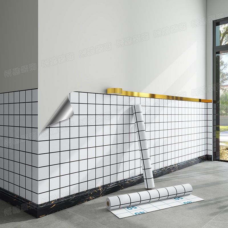 墙裙贴纸自粘加厚墙纸防水防潮光面仿瓷砖墙贴护墙板pvc店铺装修,家居饰品,软装墙贴,淘宝优惠券,粉丝福利购,淘宝优惠卷