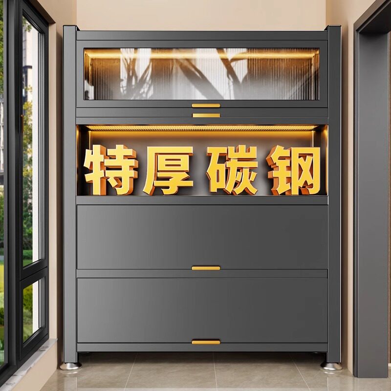厨房置物架落地多层防尘收纳柜子家用多功能碗柜餐边柜橱柜储物柜图片