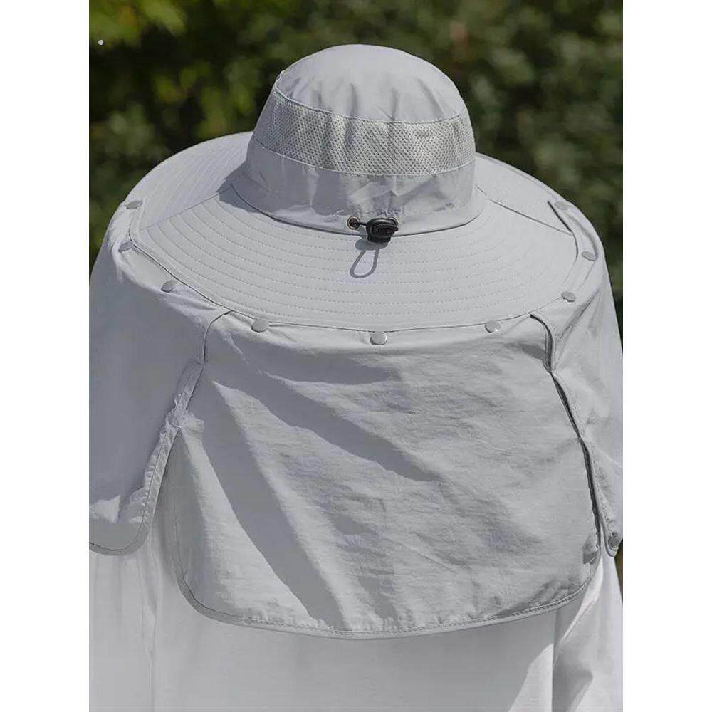 一体防晒帽子女2024新款夏季户外采茶遮脸太阳帽大帽檐骑车遮阳帽