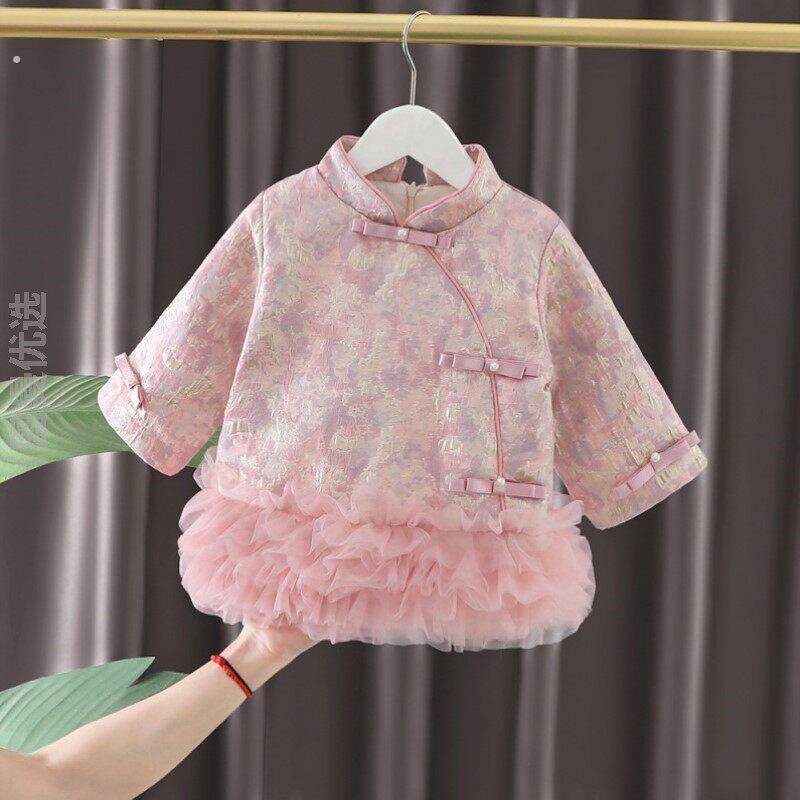 孩子周岁衣服新款宝宝可爱冬季礼服童装女童婴儿小童小女孩毛绒