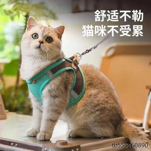 蓝猫牵引绳背心胸背可调节英短蓝白猫遛猫绳子防挣脱专用外出链子