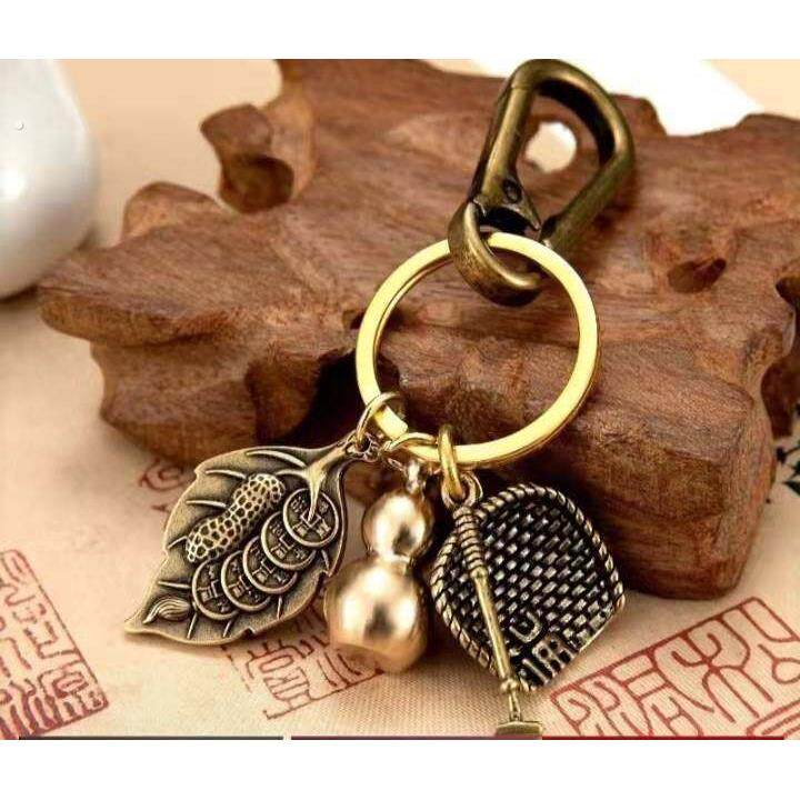 简约黄铜腰挂钥匙扣挂件男士锁匙圈环创意大方个性汽车扣挂饰