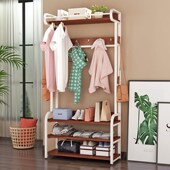 衣帽架进门客厅实木挂衣架落地鞋 架一体卧室简约现代家用门厅衣架